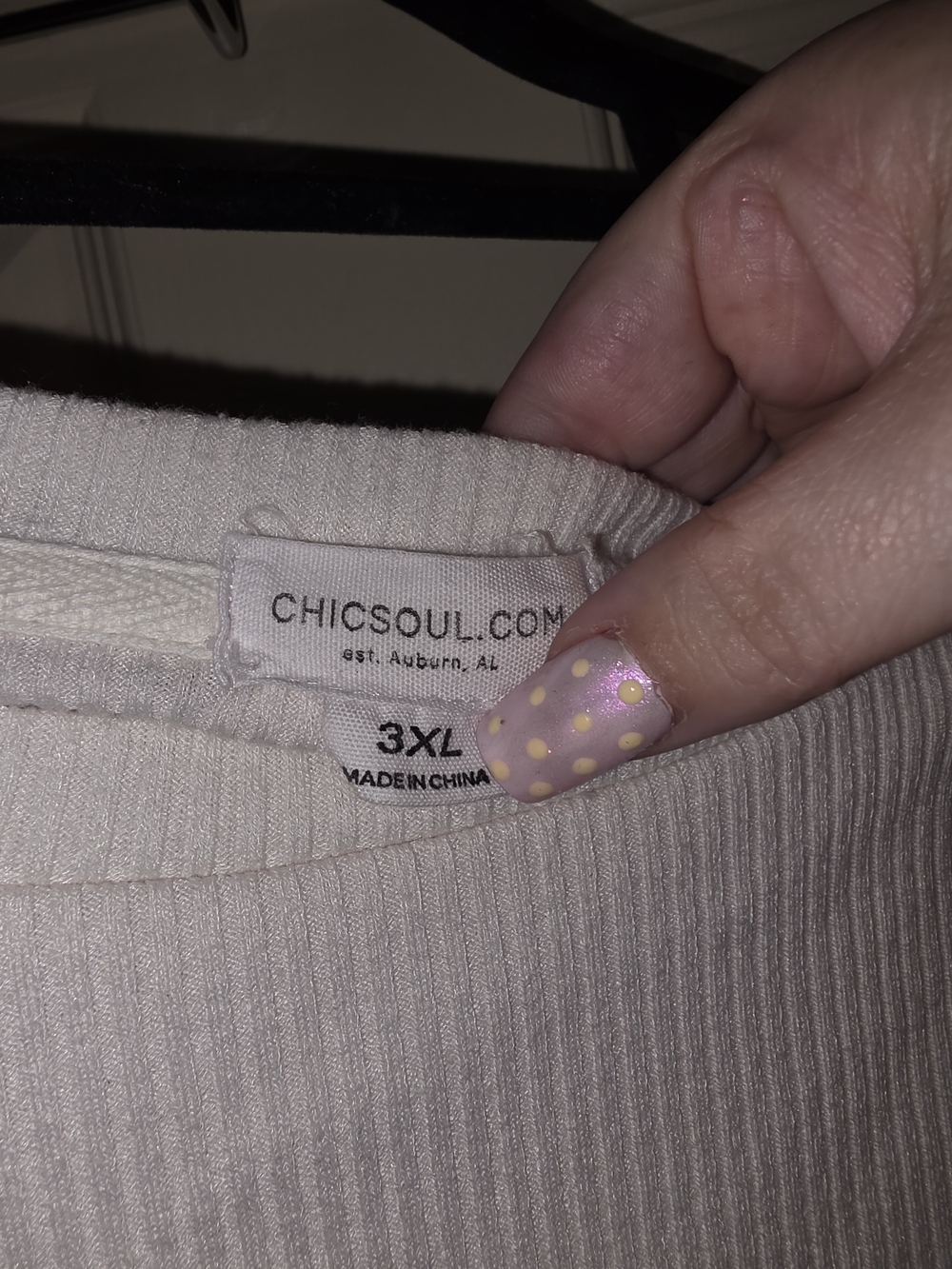 Chic Soul Ribbed Tee - Cream & Light Pink - Picture 3 of 3